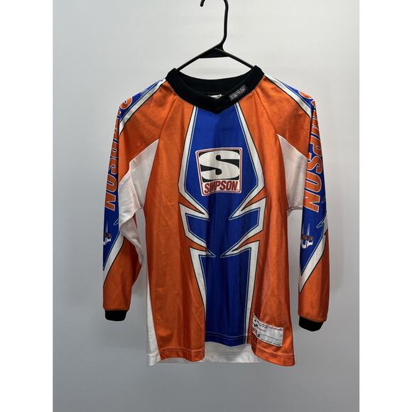 Simpson Motorcycle Racing Long Sleeve Jersey Shirt Youth Medium Made In USA - Picture 1 of 5